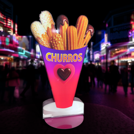 3D Double-Sided LED Light Sign – Churros in a Cone