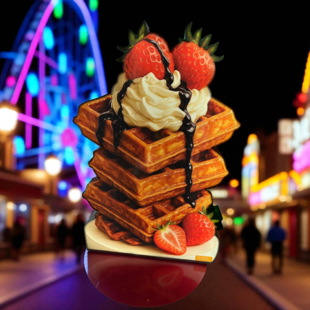 3D Double-Sided LED Light Sign – Waffles with Chocolate and Strawberries